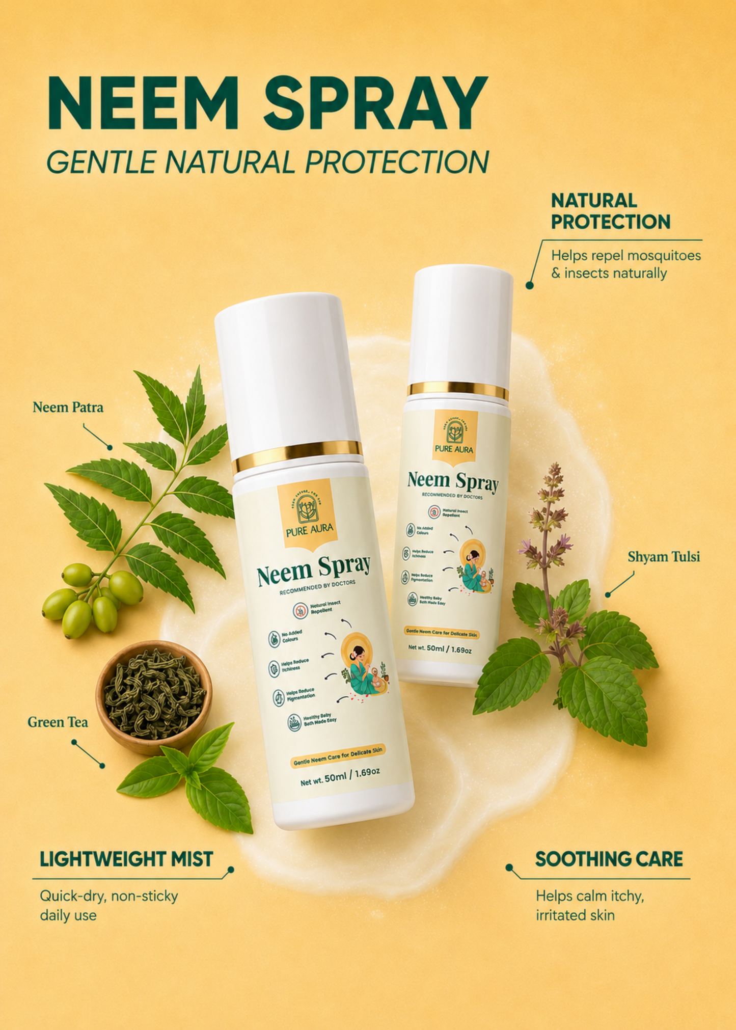 Pure Aura Natural Neem Spray for Babies