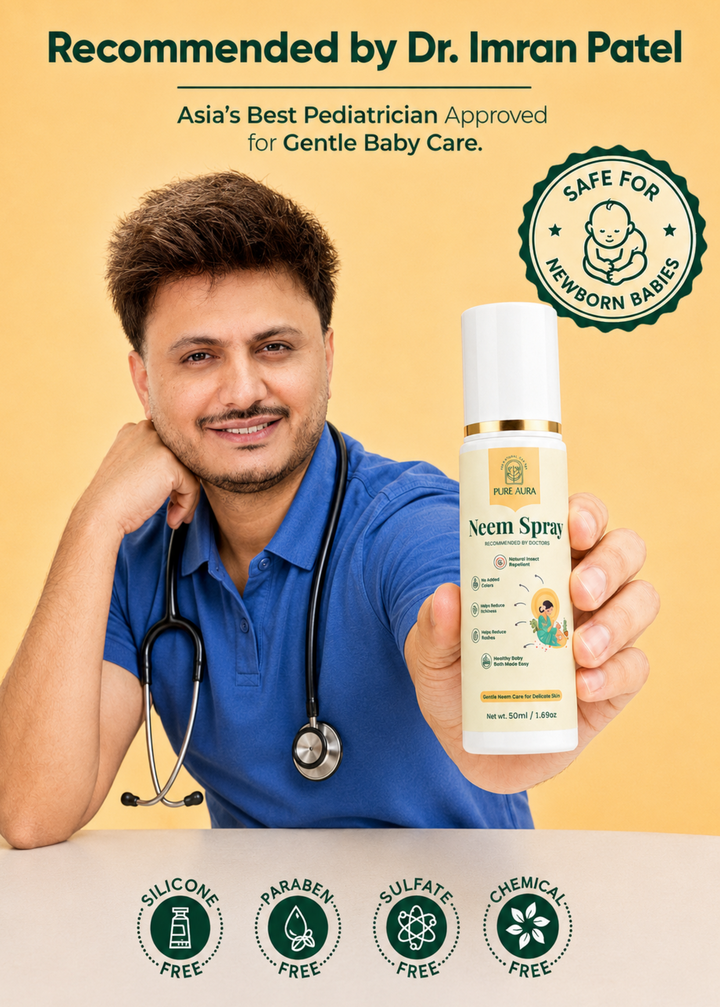 Pure Aura Natural Neem Spray for Babies